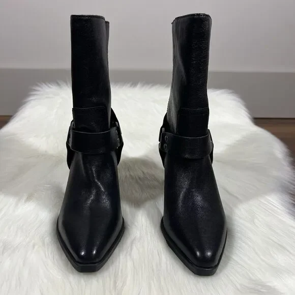 NEW Steve Madden Women's Size 6.5 M Black Leather Alessio Ankle Boot Bootie - Picture 5 of 13